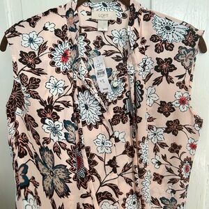 NWT LOFT Pink Sleeveless Blouse with Mandarin Collar